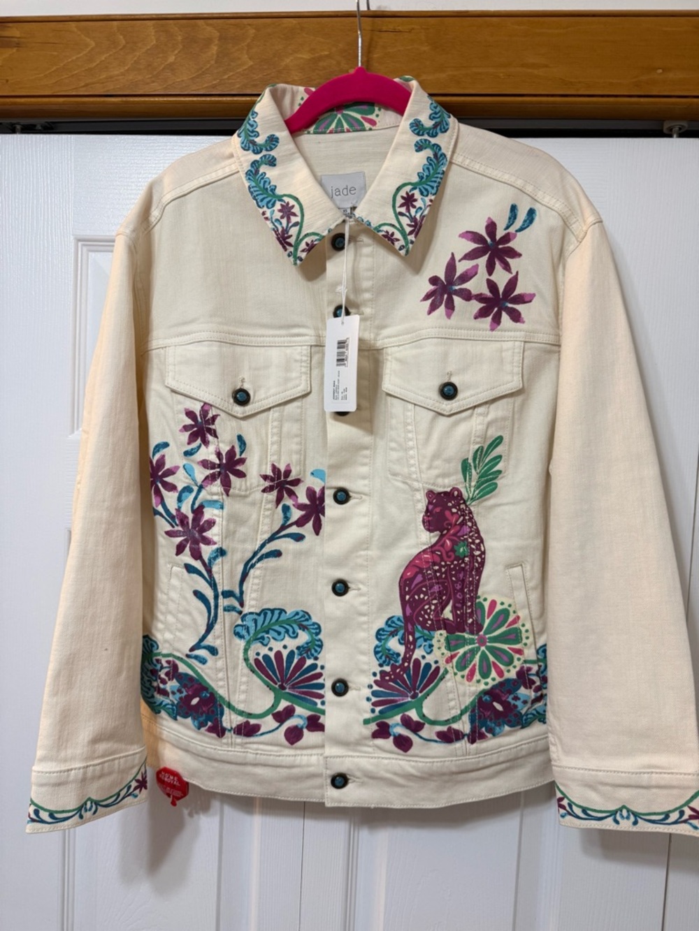 Johnny Was Leilana Embroidered Oversized denim  Jacket – Size XS NWT – MSRP $528